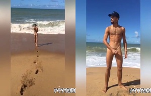Pytter Fox tocando punheta na praia